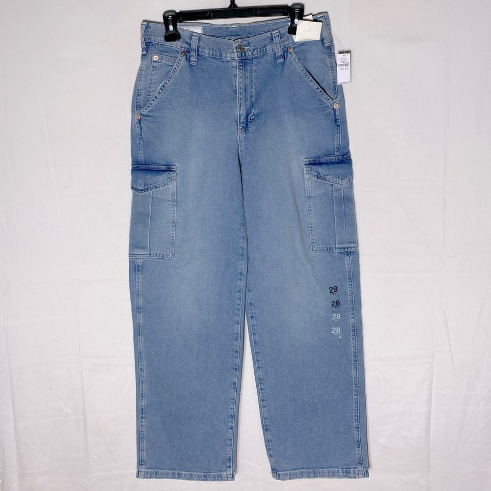 Gap 90’s Loose Cargo Light Wash Mid Rise Jeans 28 NWT Festival Retro Grunge